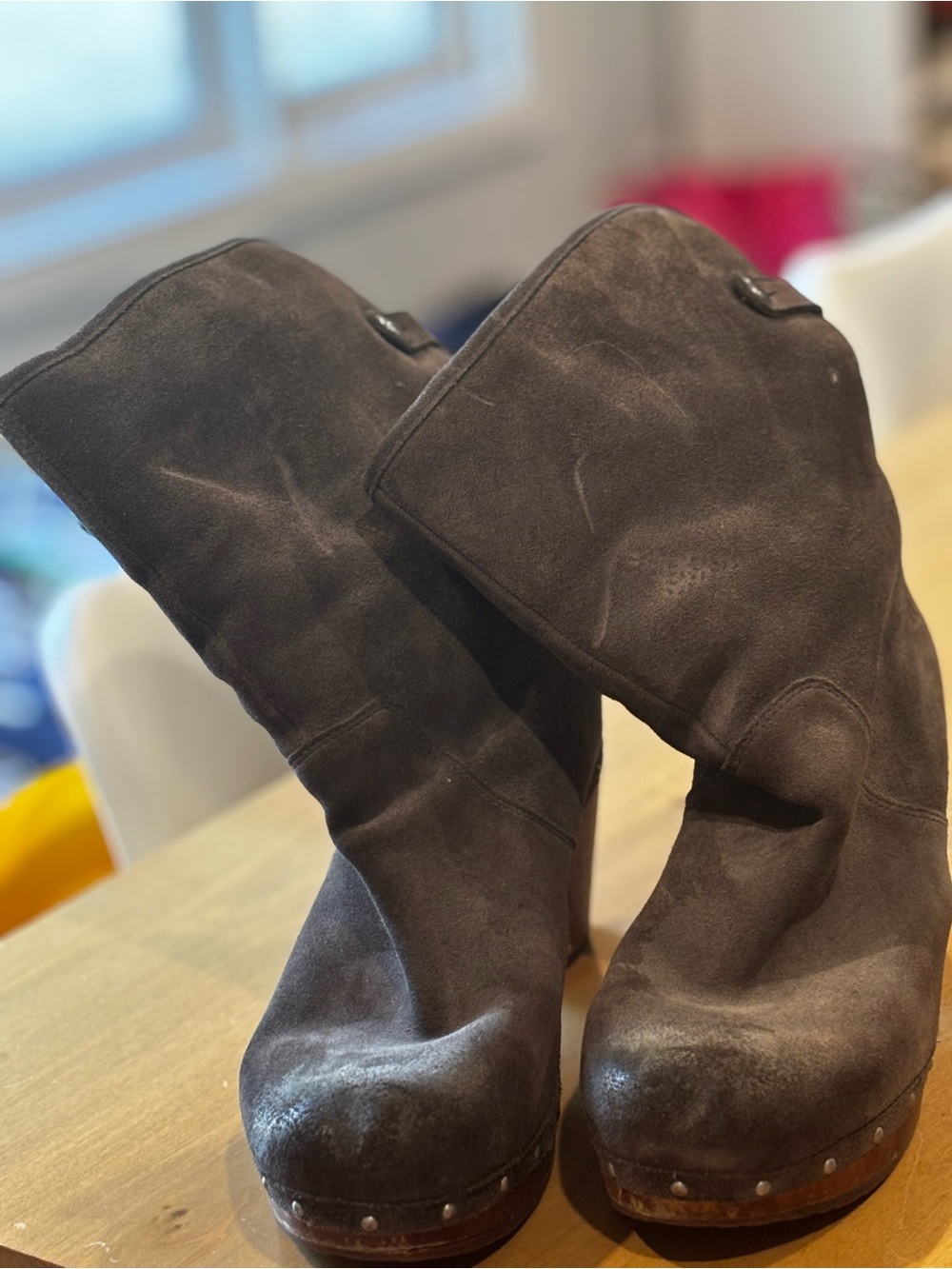 UGG Women's Dark grey Suede Heeled Clog Boots